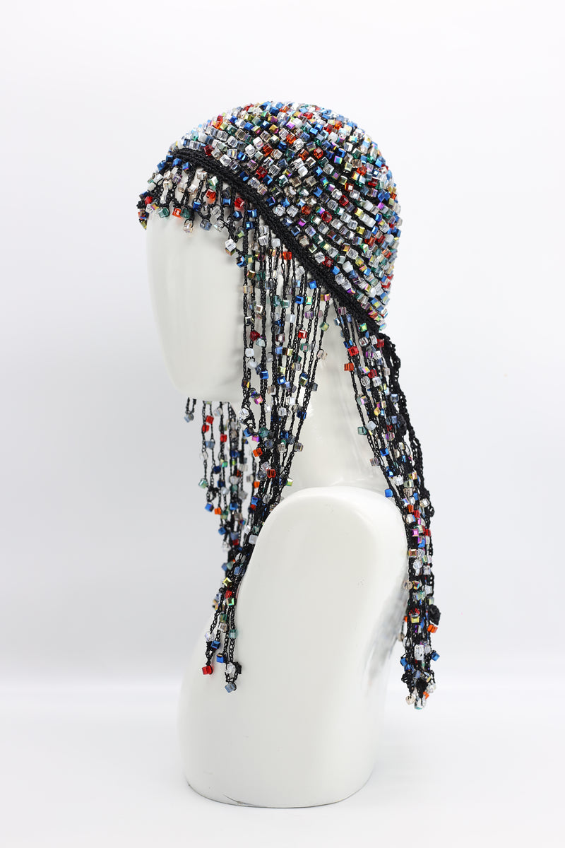 Hand Crocheted Crystal Hat With Tassels - Jianhui London