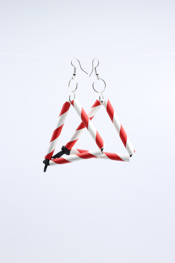 Paper Straw Triangle on Leatherette Earrings - Jianhui London