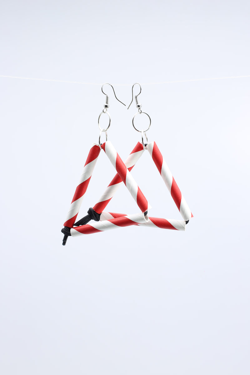 Paper Straw Triangle on Leatherette Earrings - Jianhui London