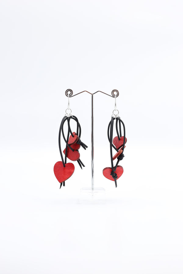 Hand Painted Wooden Hearts Earrings - Jianhui London