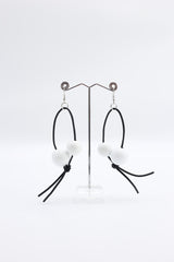 Round Beads on Leatherette Loop Earrings - Double - Jianhui London