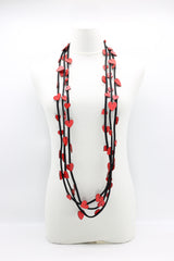 3-strand Necklace with Hand Painted Wooden Hearts - Jianhui London
