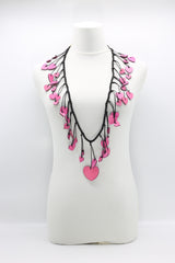 Hand Painted Wooden Hearts on Cotton Cord Necklace - Jianhui London