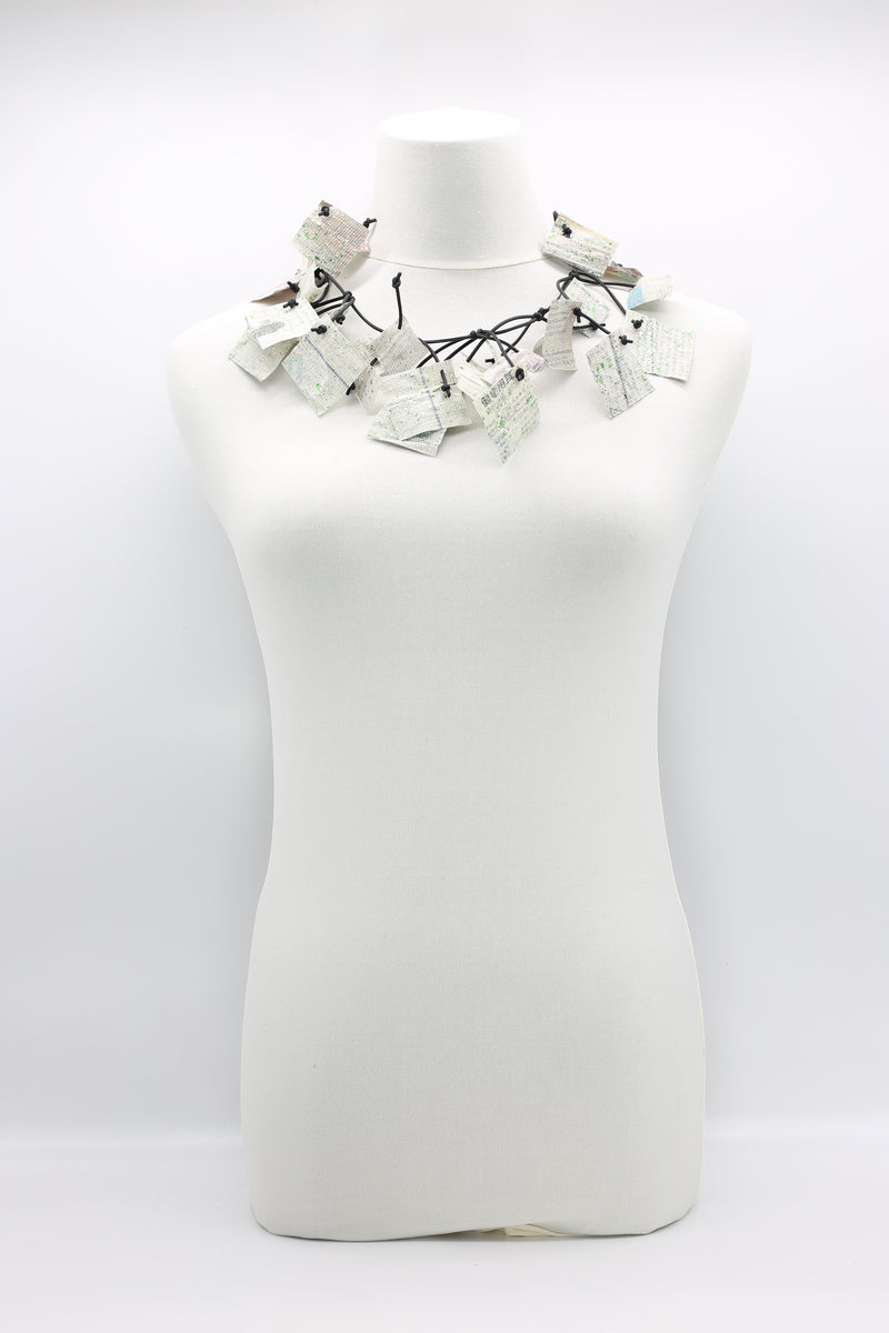Recycled Paper Squares Necklace - Short - Jianhui London