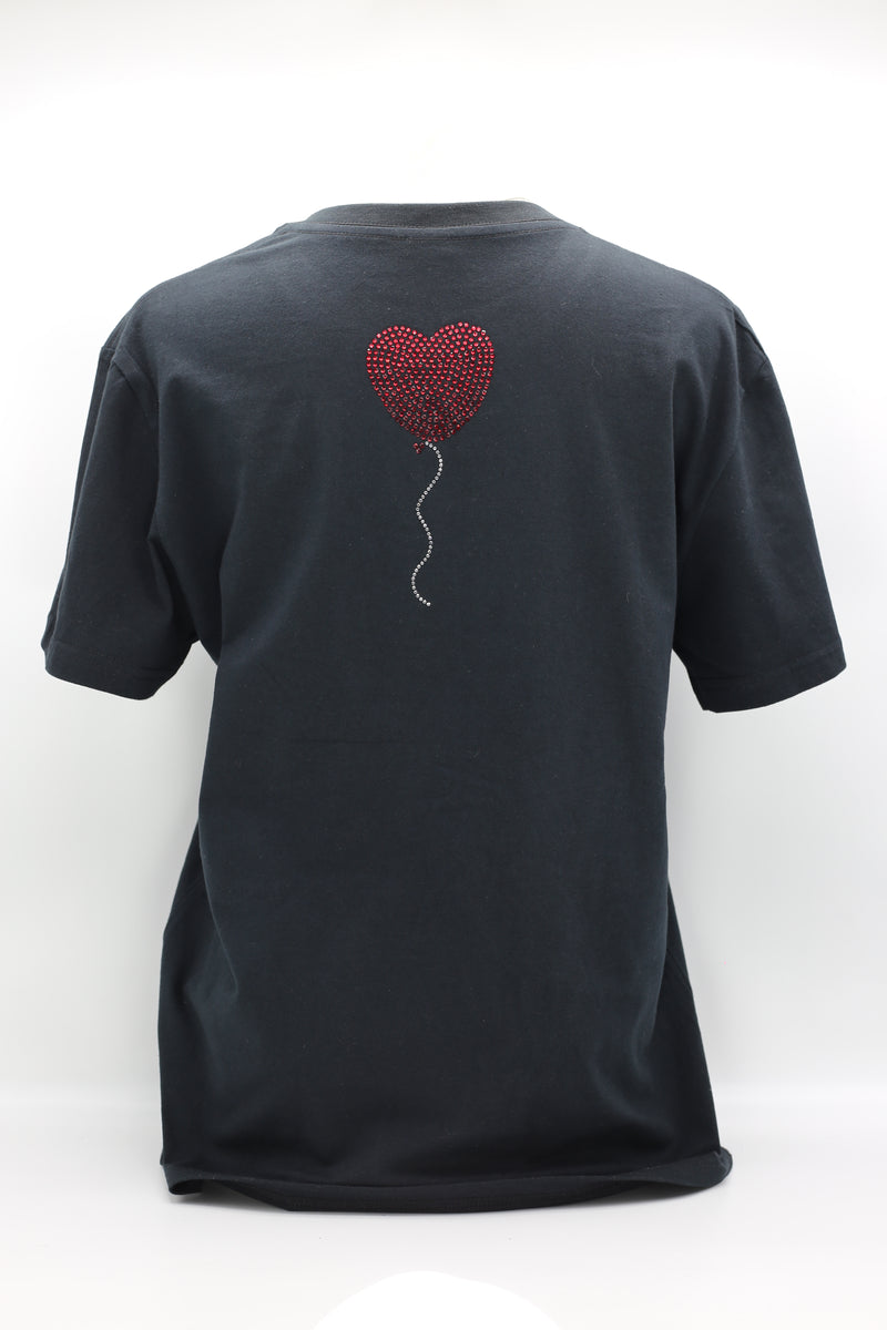 WEARABLE ART - DOG AND HEART CRYSTAL T-SHIRT - Jianhui London