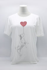 WEARABLE ART - DOG AND HEART CRYSTAL T-SHIRT - Jianhui London
