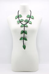 Biba Textile leaves double sided tail Necklace - Jianhui London