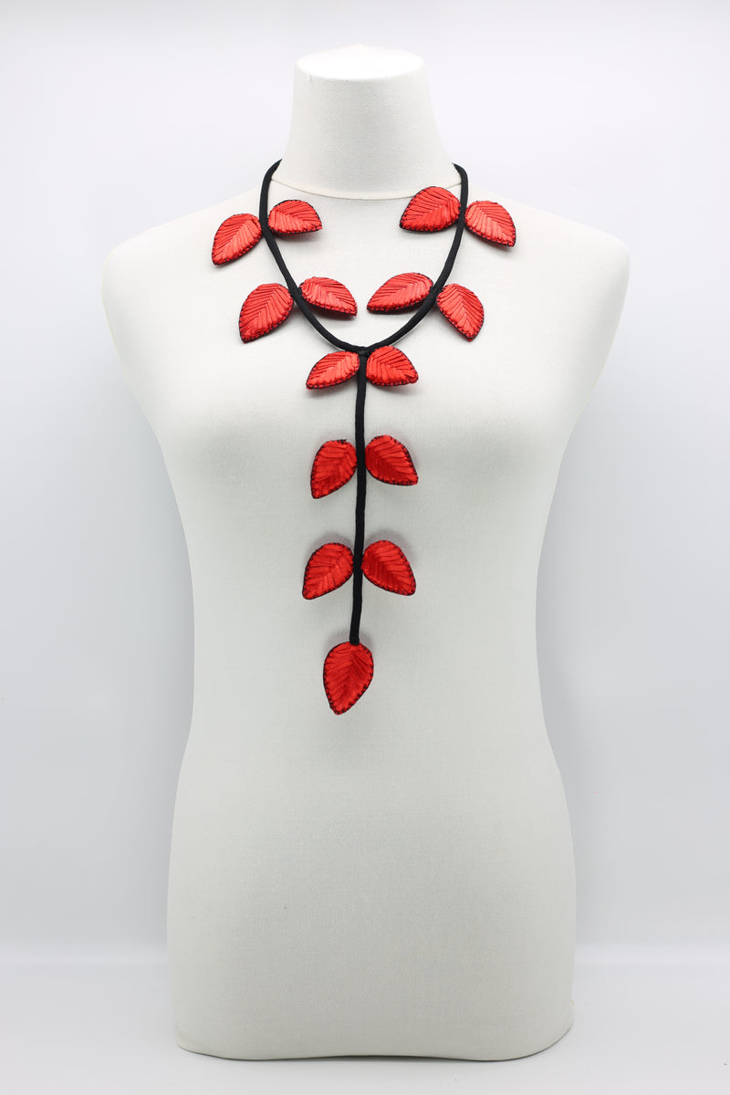 Biba Textile leaves double sided tail Necklace - Jianhui London