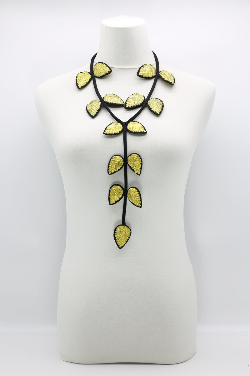 Biba Textile leaves double sided tail Necklace - Jianhui London