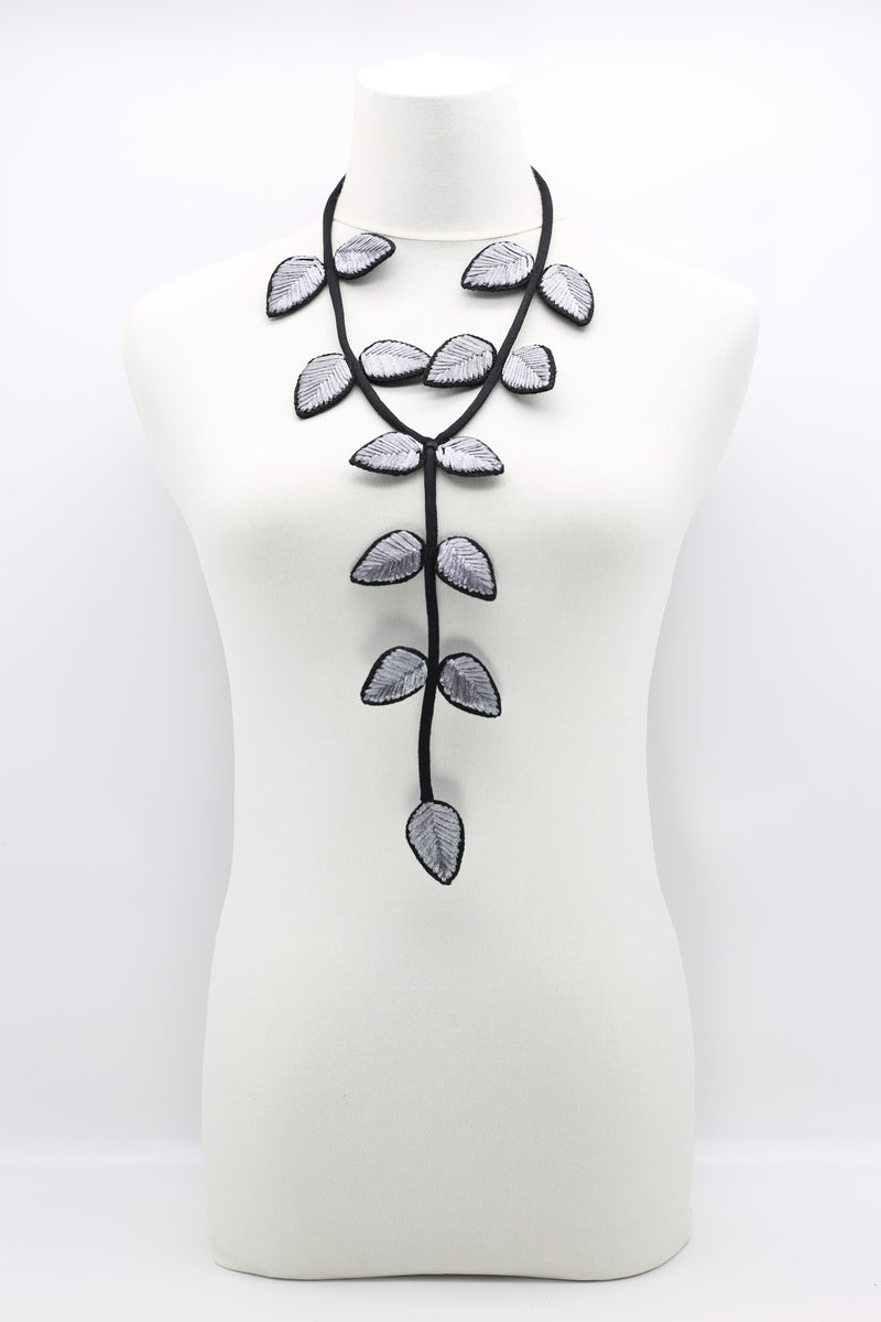Biba Textile leaves double sided tail Necklace - Jianhui London