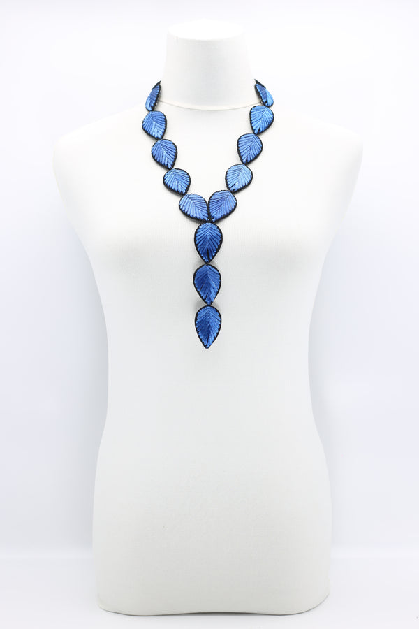 Biba Textile double sided drop leaf Necklace - Jianhui London