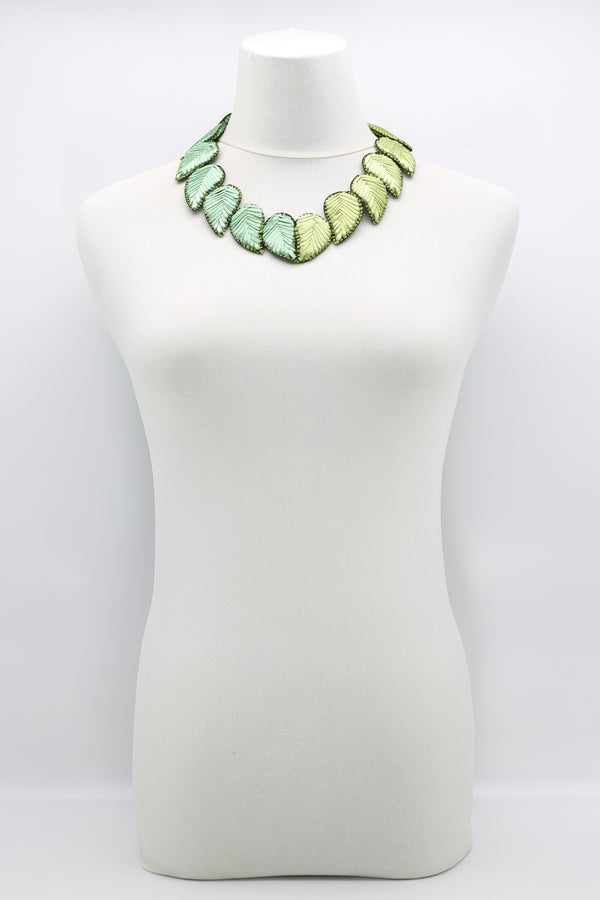 Biba Textile leaves two tone Necklace - Jianhui London