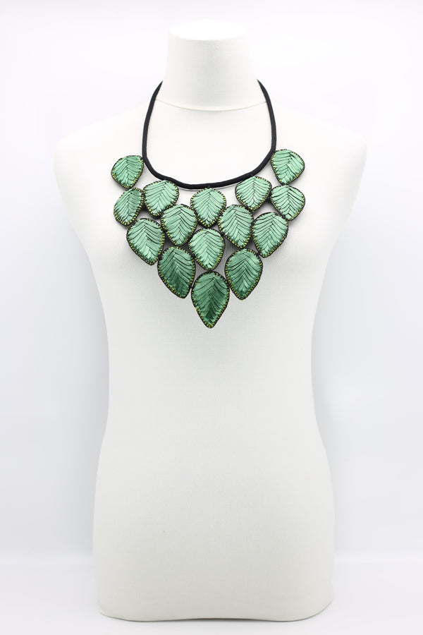 Textile Leaf bib Necklace - Jianhui London