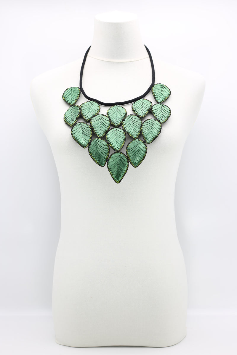 Textile Leaf bib Necklace - Jianhui London