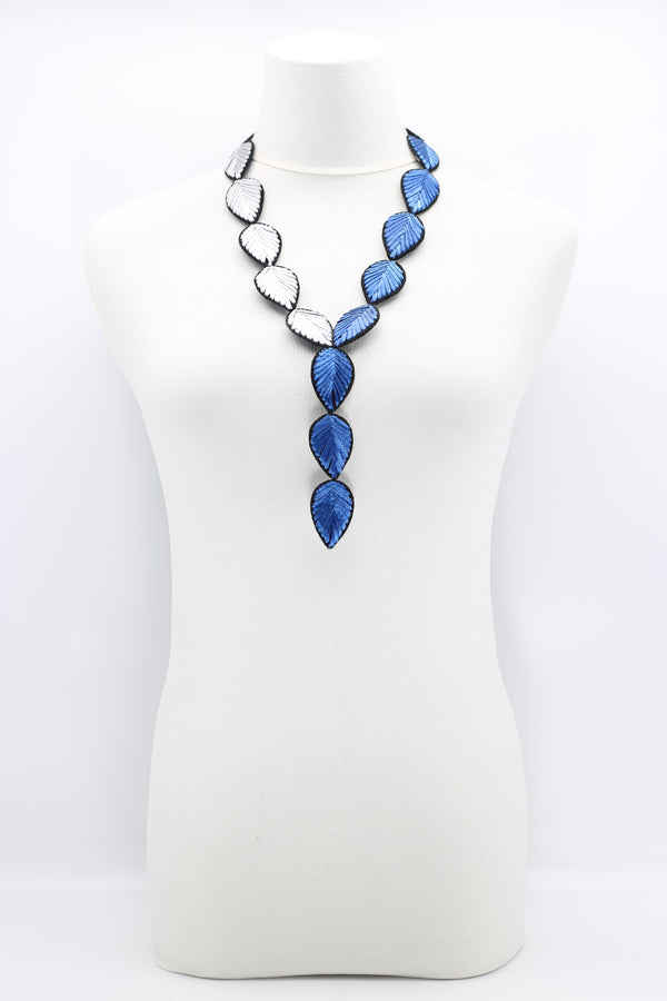 Biba Textile double sided drop leaf Necklace - Jianhui London