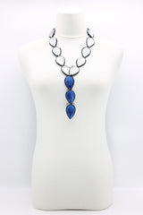 Biba Textile double sided drop leaf Necklace - Jianhui London