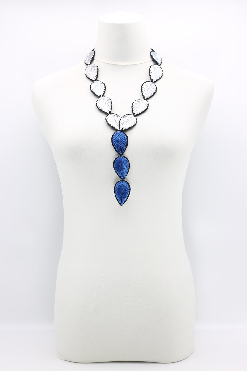 Biba Textile double sided drop leaf Necklace - Jianhui London
