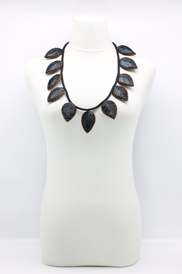 Textile leaf medium length Necklace - Jianhui London