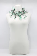 Upcycled plastic bottles - Aqua Water Lily Leaf Necklaces -Duo - Hand-gilded - Long - Jianhui London