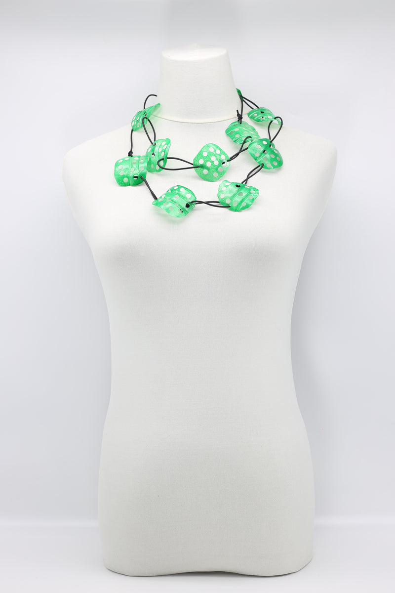 Aqua Lotus Root Necklace - Hand-painted - Large - Jianhui London