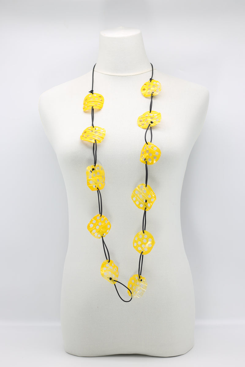 Aqua Lotus Root Necklace - Hand-painted - Large - Jianhui London