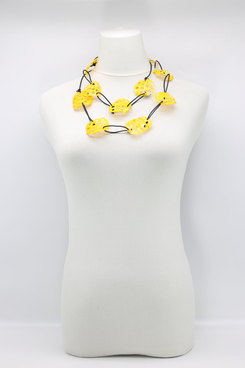 Aqua Lotus Root Necklace - Hand-painted - Large - Jianhui London