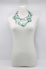 Aqua Lotus Root Necklace - Hand-painted - Large - Jianhui London
