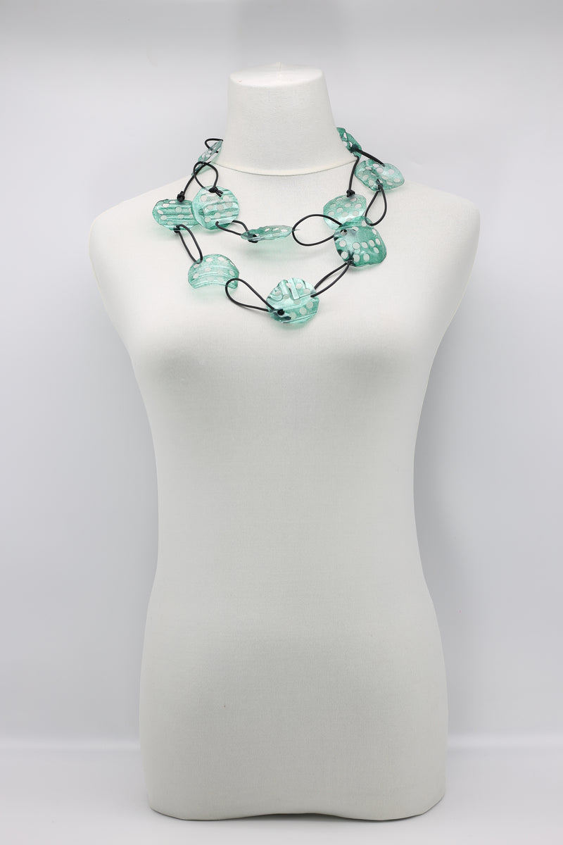 Aqua Lotus Root Necklace - Hand-painted - Large - Jianhui London