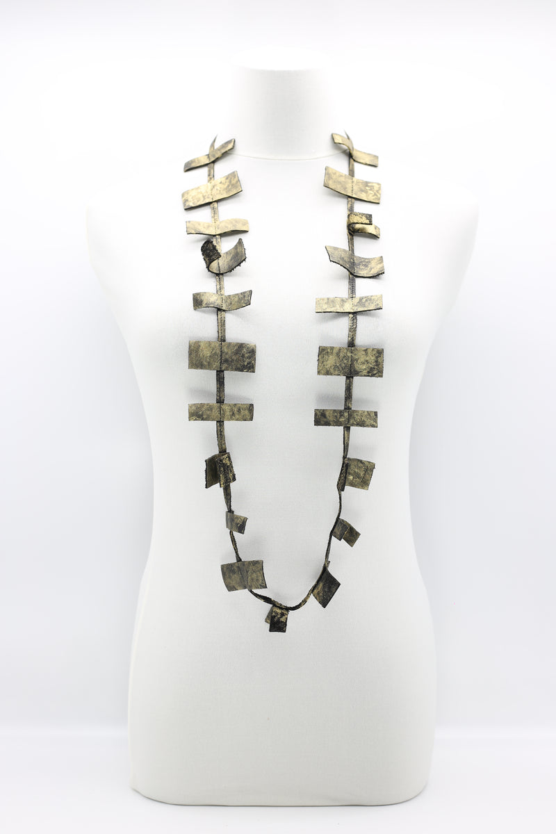 Recycled Leather single strand necklaces - Hand painted - Jianhui London