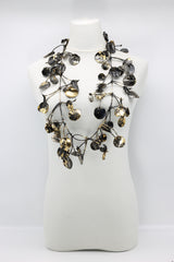 Aqua Water Lily Leaf Necklaces - Hand-gilded - Long - Jianhui London