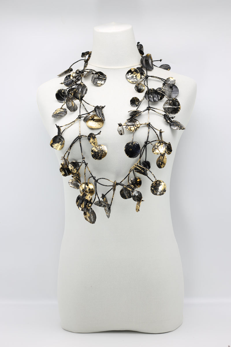 Aqua Water Lily Leaf Necklaces - Hand-gilded - Long - Jianhui London