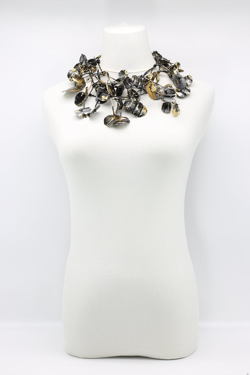 Aqua Water Lily Leaf Necklaces - Hand-gilded - Long - Jianhui London