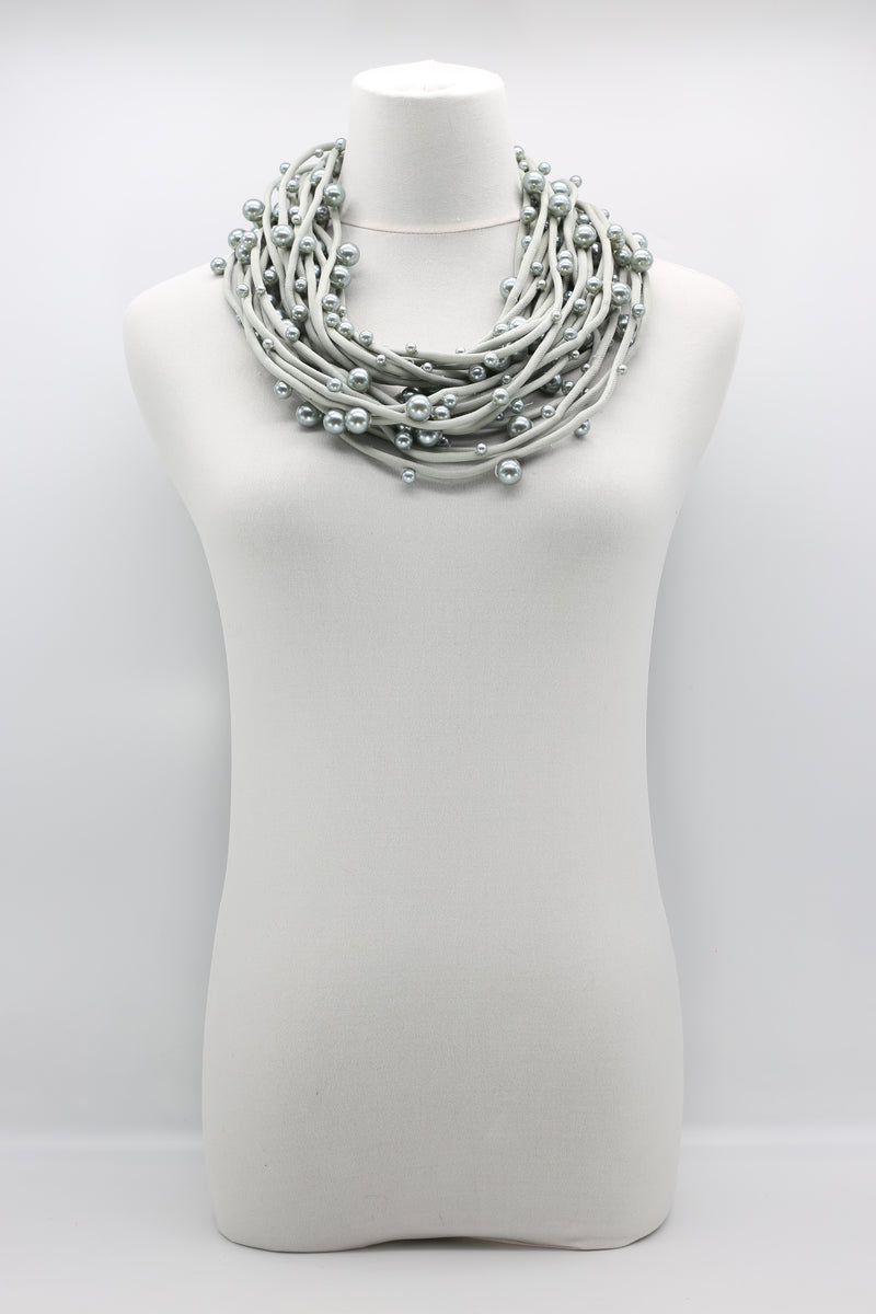 Faux Pearl on Textile Cord Necklace - Small - Jianhui London