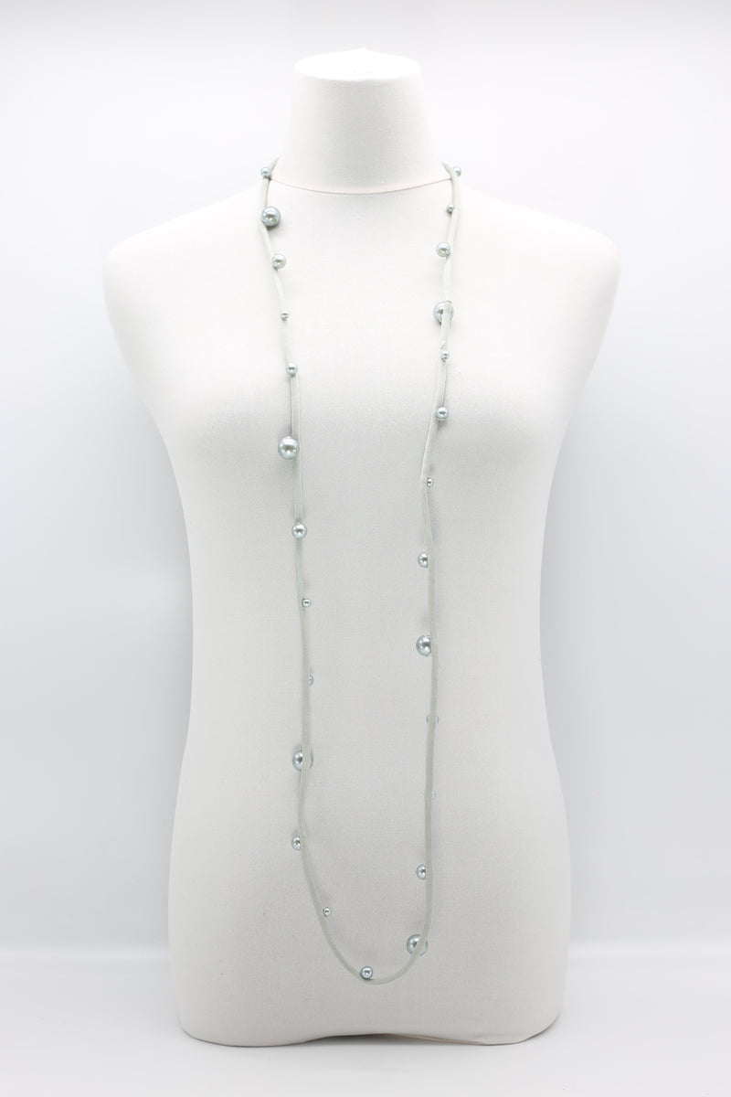 Faux Pearl on Textile Cord Necklace - Small - Jianhui London