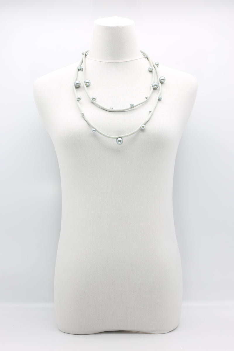 Faux Pearl on Textile Cord Necklace - Small - Jianhui London