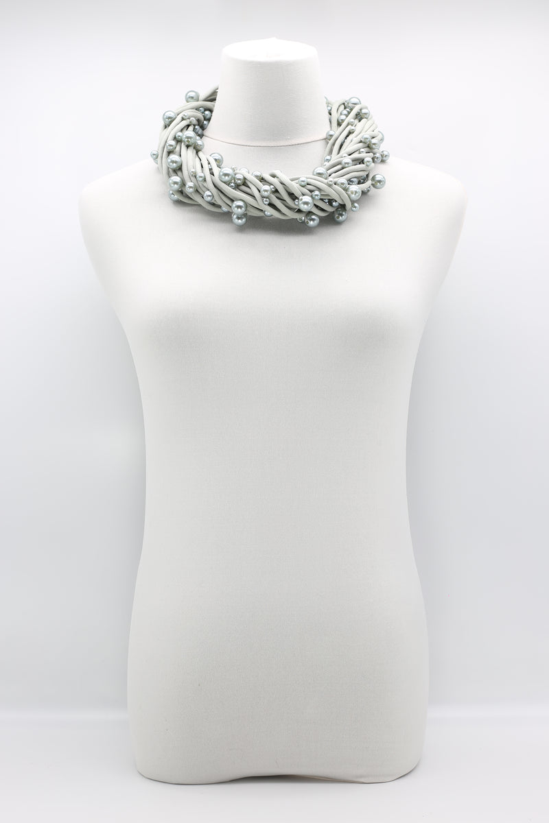 Faux Pearl on Textile Cord Necklace - Small - Jianhui London