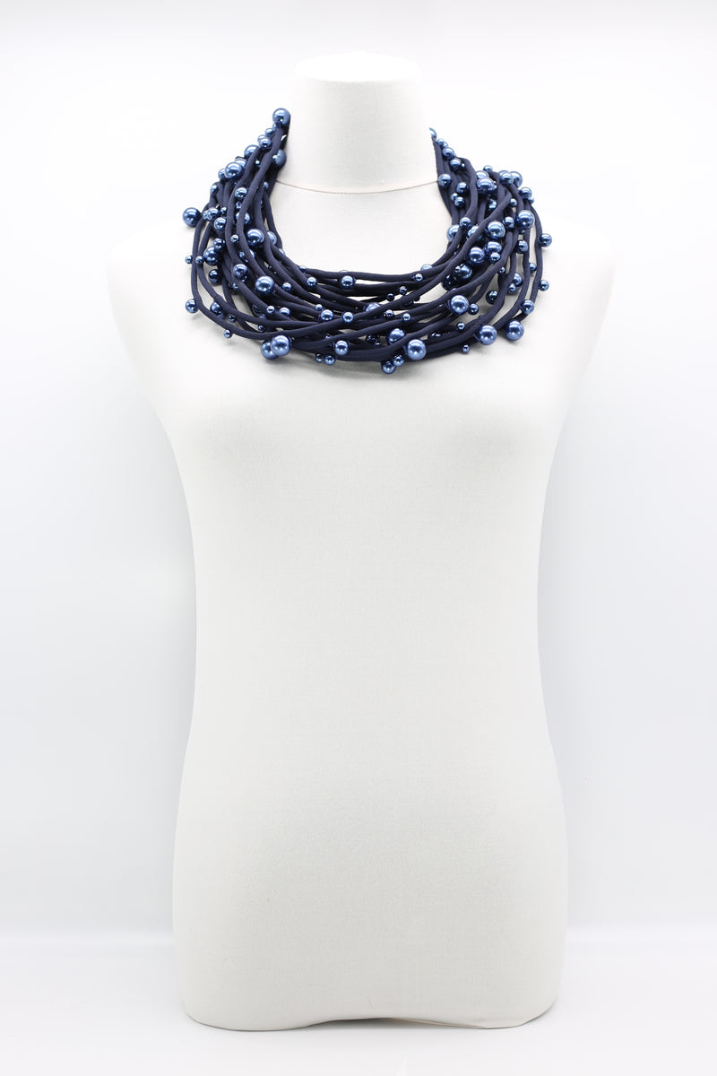 Faux Pearl on Textile Cord Necklace - Small - Jianhui London