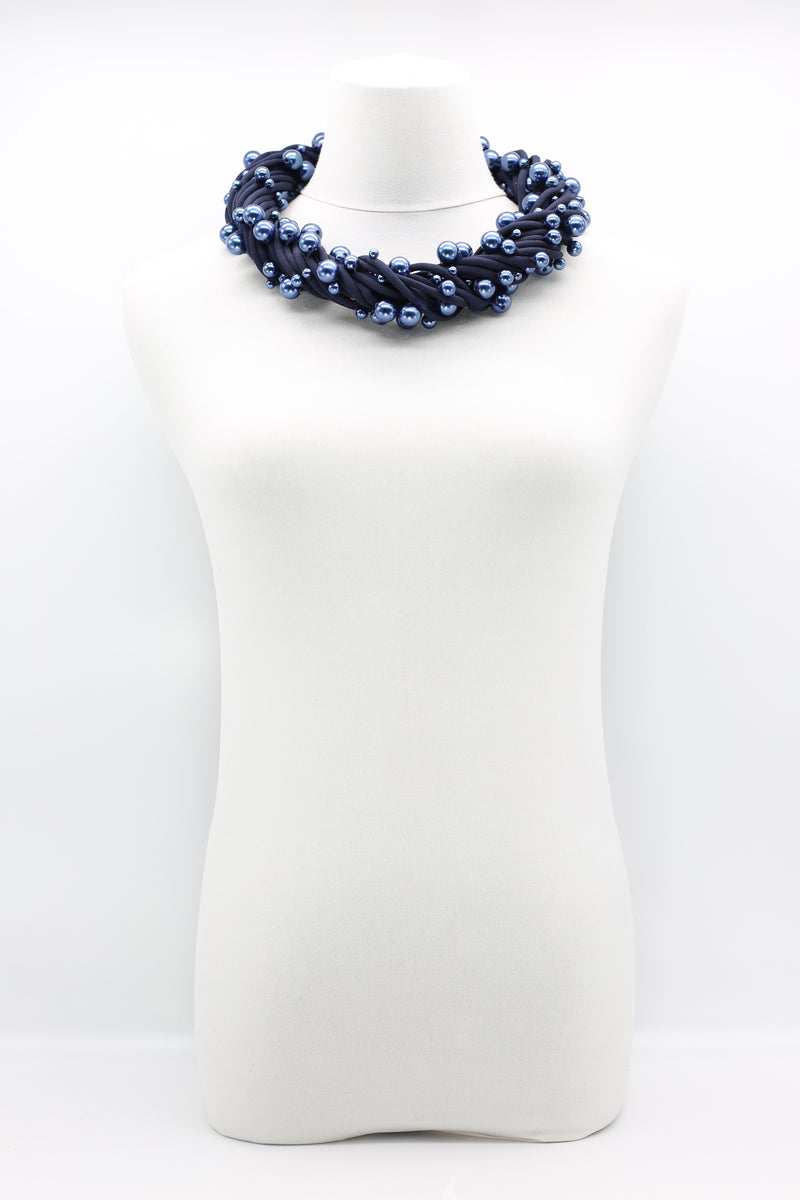 Faux Pearl on Textile Cord Necklace - Small - Jianhui London