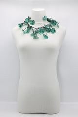 Aqua Water Lily Leaf Necklaces - Hand-painted - Short - Jianhui London