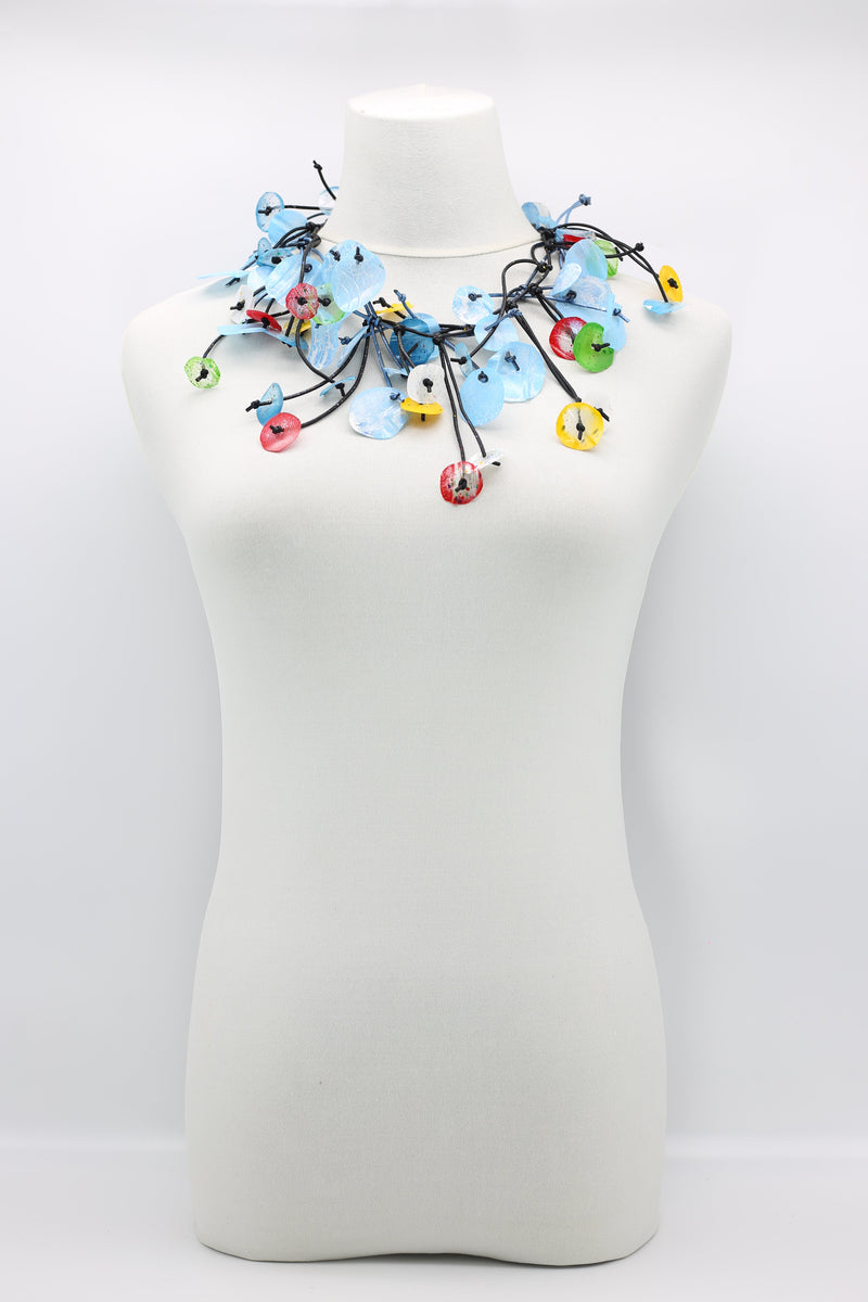 Aqua Water Lily Leaf and Willow tree Necklaces - Hand-painted - Short - Jianhui London