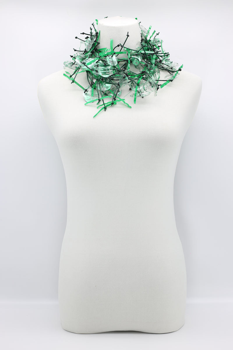 Upcycled plastic bottles - Aqua Willow Tree & Water lily Necklace - Duo- Hand-painted - Jianhui London