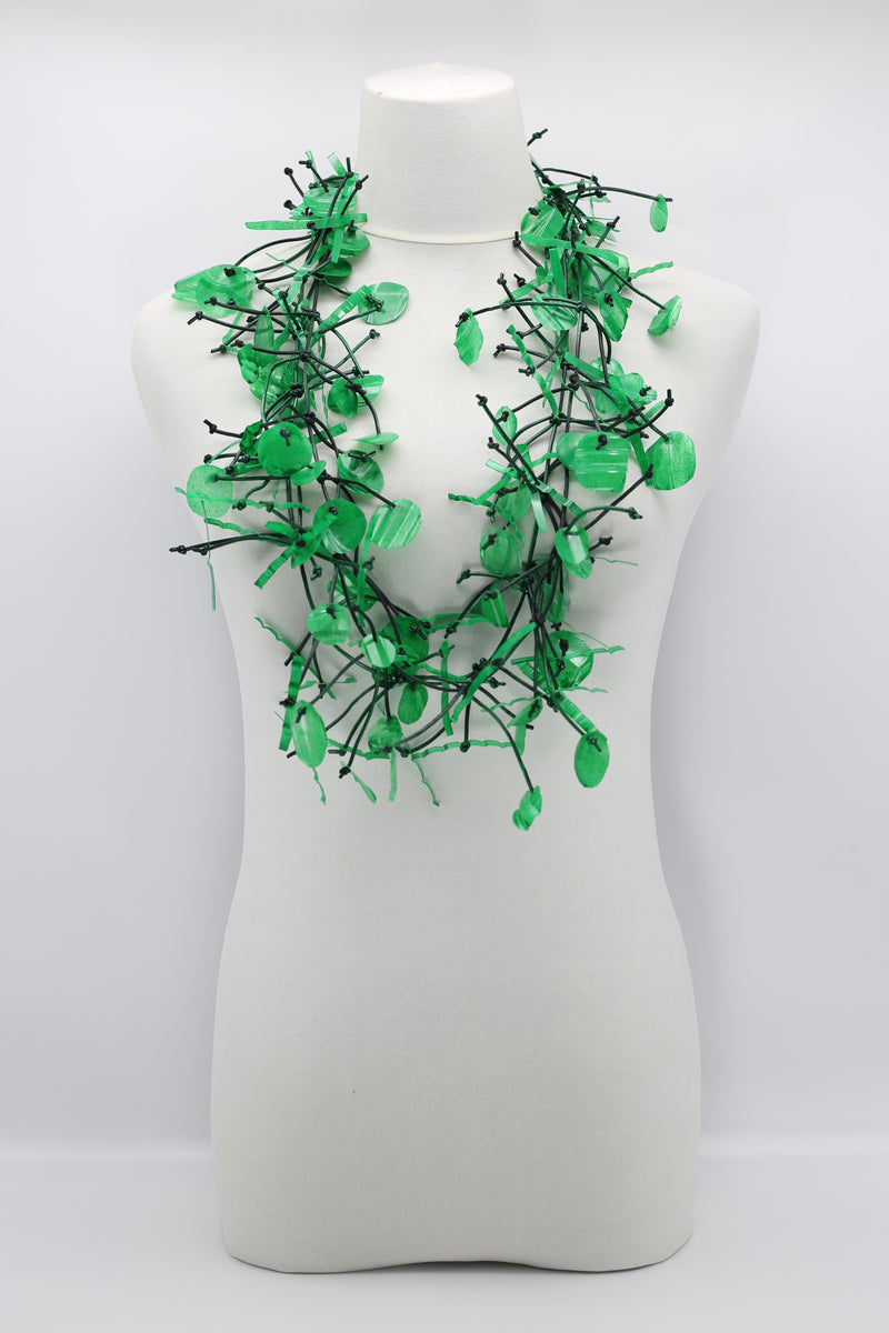 Upcycled plastic bottles - Aqua Willow Tree & Water lily Necklace - Duo- Hand-painted - Jianhui London