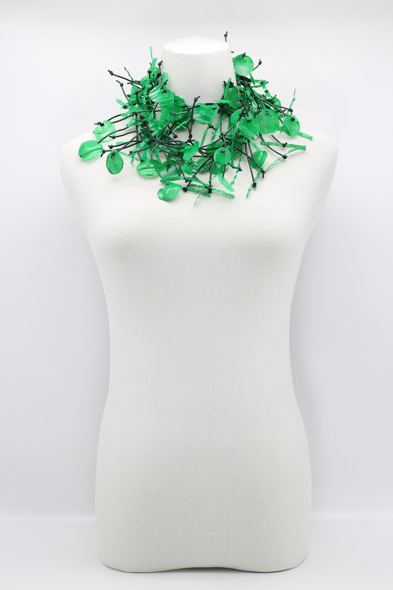 Upcycled plastic bottles - Aqua Willow Tree & Water lily Necklace - Duo- Hand-painted - Jianhui London
