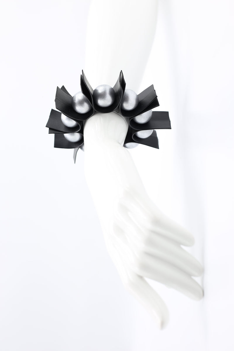 U-shaped Leatherette Ribbons & Round Beads Bracelet - Jianhui London