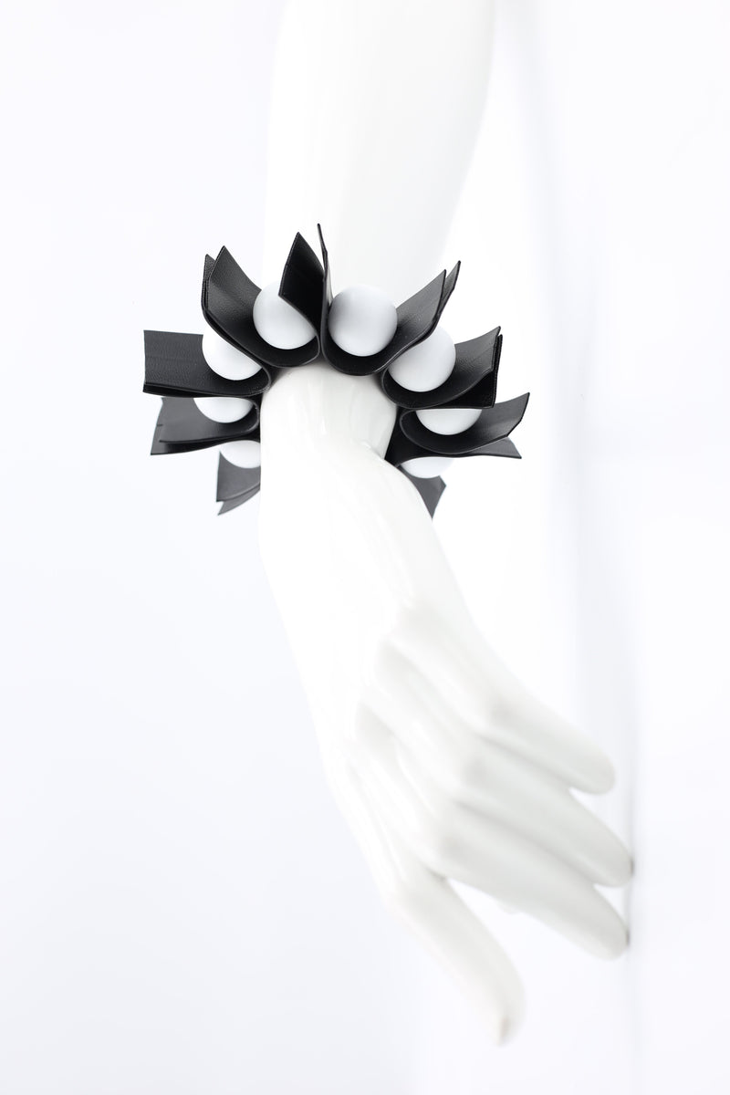 U-shaped Leatherette Ribbons & Round Beads Bracelet - Jianhui London