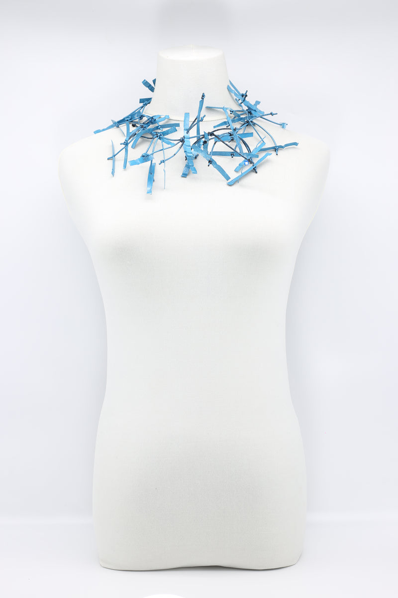 Upcycled plastic bottles - Aqua Willow Tree 7 Necklaces - Hand-painted - short - Jianhui London