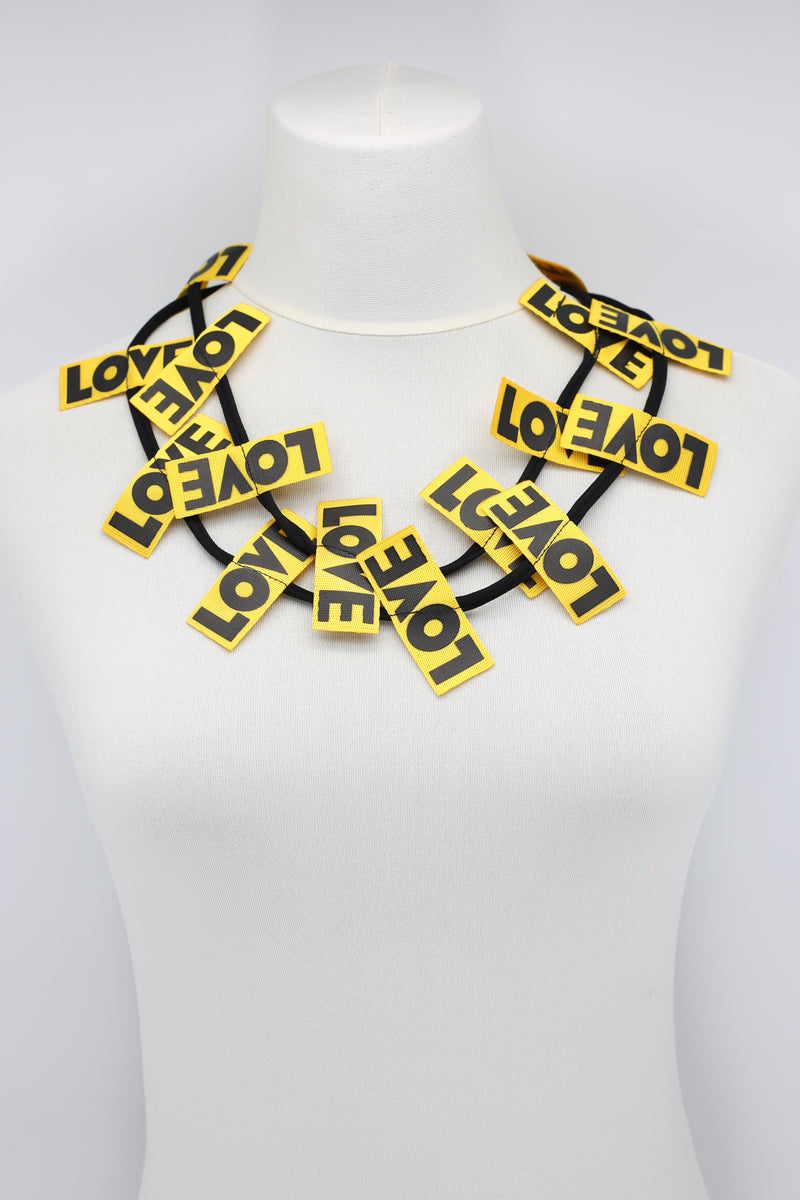 LOVE Ribbon Necklaces Set - Yellow/Black, Racing Green/Black - Jianhui London