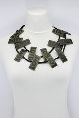 LOVE Ribbon Necklaces Set - Yellow/Black, Racing Green/Black - Jianhui London