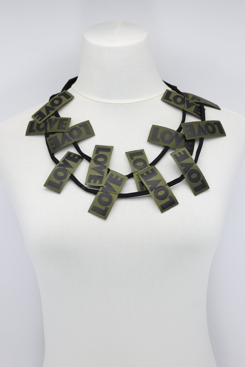 LOVE Ribbon Necklaces Set - Yellow/Black, Racing Green/Black - Jianhui London