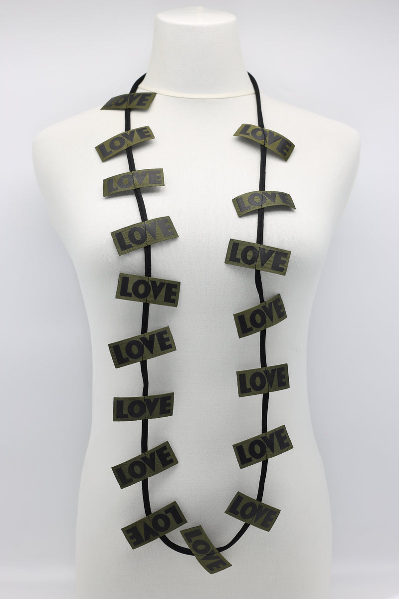 LOVE Ribbon Necklaces Set - Yellow/Black, Racing Green/Black - Jianhui London